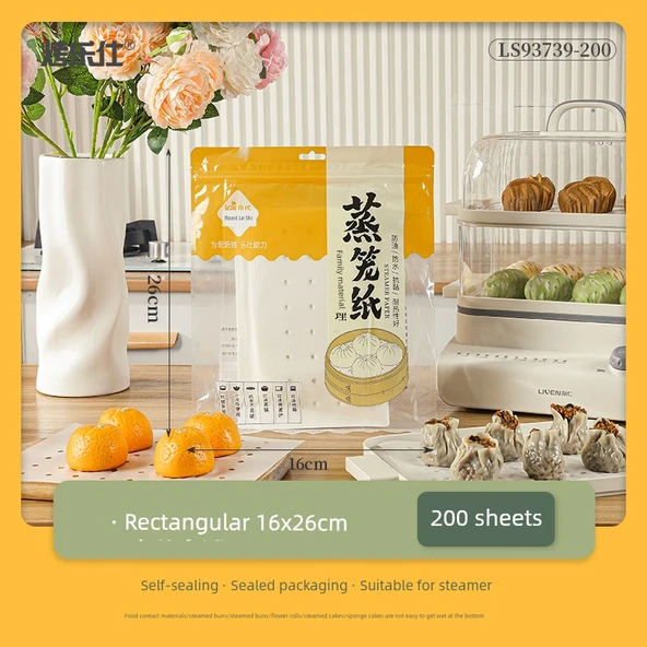 Ekonomik Dikdörtgen Yapışmaz Bambu Buharlama Kağıdı - 200 Adet 16x26cm