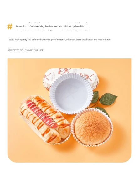 Yüksek Isıya Dayanıklı Yapışmaz Pişirme Kağıdı Ekmek Kek Kalıbı - Tekne Şekilli Ekmek Kağıdı Tutucu [50 adet] - Resim 3