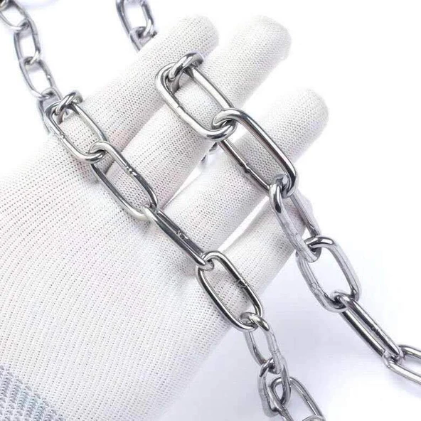 Paslanmaz Çelik Çamaşır Kurutma Zinciri - 4mm Kalınlık - 6 Metre - 2 Yaylı Tokalı - 2