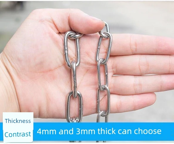 Paslanmaz Çelik Çamaşır Kurutma Zinciri - 3mm Kalınlık - 3 Metre - 2 Yaylı Tokalı - 8