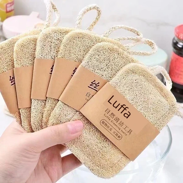 Doğal Luffa Bulaşık Fırçası - Kare 10 Çift Katmanlı İpli