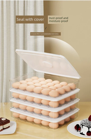 Buzdolabı Yumurta Saklama Kutusu - Cyan Mavi - 2 Katmanlı - 48 Yumurta Kapasiteli - Resim 12