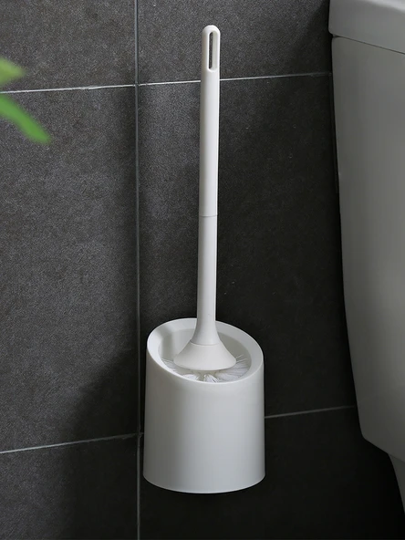 Deliksiz Duvara Monte Tuvalet Fırçası - Beyaz Yuvarlak + Mavi Köpük Paket (10 Adet) - Resim 4