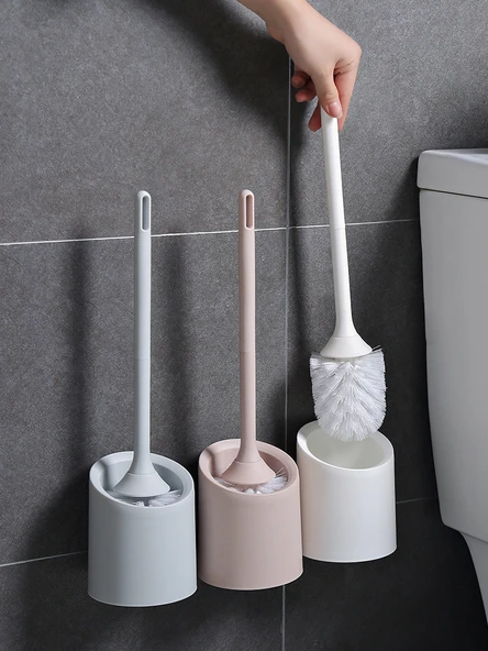 Deliksiz Duvara Monte Tuvalet Fırçası - Beyaz Yuvarlak + Mavi Köpük Paket (10 Adet) - Resim 2