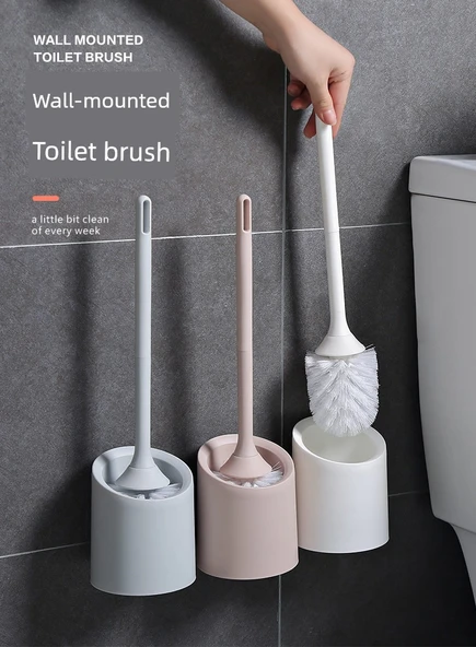 Deliksiz Duvara Monte Tuvalet Fırçası - Beyaz Yuvarlak + Mavi Köpük Paket (10 Adet) - Resim 8