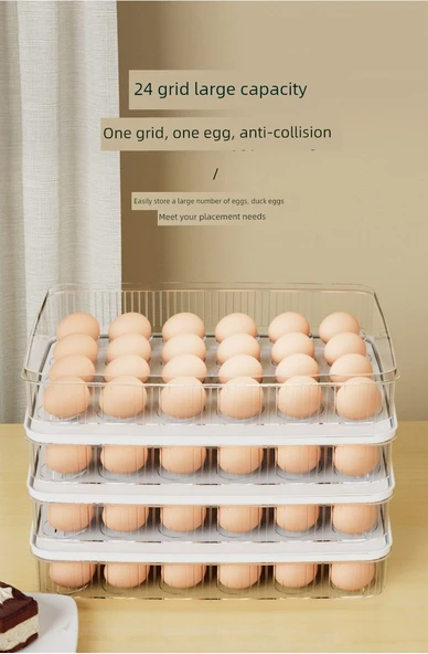 Buzdolabı Yumurta Saklama Kutusu - Cyan Mavi - 2 Katmanlı - 48 Yumurta Kapasiteli - Resim 9