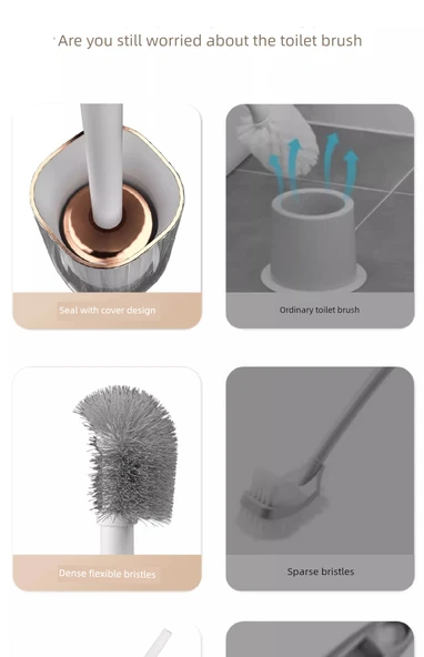 Duvara Monte Tuvalet Fırçası - Sedef Beyazı + 2 Tuvalet Temizleyici - Resim 9