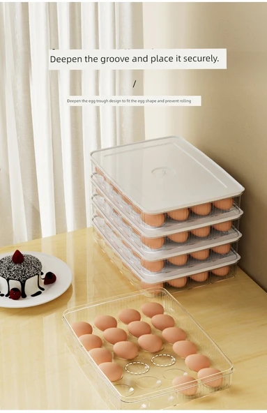 Buzdolabı Yumurta Saklama Kutusu - Cyan Mavi - 2 Katmanlı - 48 Yumurta Kapasiteli - Resim 10