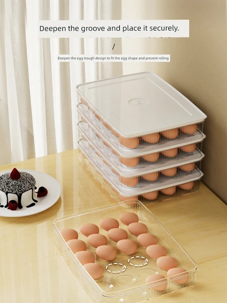 Buzdolabı Yumurta Saklama Kutusu - Cyan Mavi - 2 Katmanlı - 48 Yumurta Kapasiteli - Resim 3