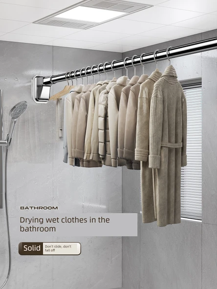 Yana Monte Deliksiz Katlanabilir Rüzgar Geçirmez Çamaşır Kurutma Askısı - 4.2~4.9 Metre Minimalist Beyaz - 5