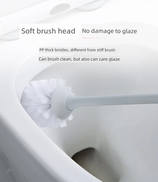 Deliksiz Duvara Monte Tuvalet Fırçası - Beyaz Yuvarlak + Mavi Köpük Paket (10 Adet) - Resim 10