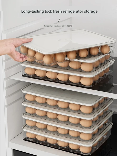 Buzdolabı Yumurta Saklama Kutusu - Cyan Mavi - 2 Katmanlı - 48 Yumurta Kapasiteli - Resim 5