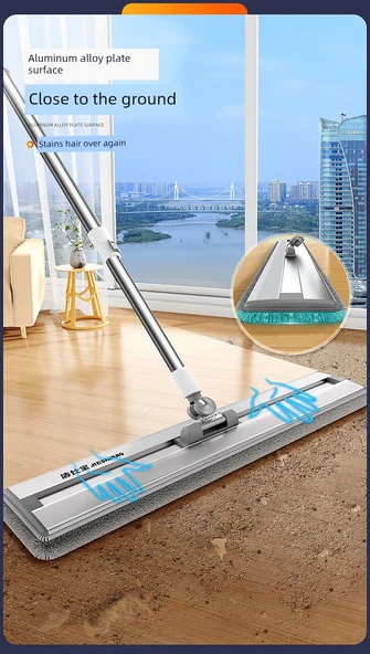 Teleskopik Saplı Düz Paspas - 80cm - 2 Bezli - 10