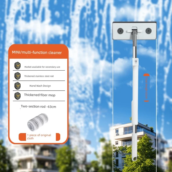 60cm Havlu Paspaslı El Değmeden Mini Mop +1 Paspas (Silecek Şeritli)