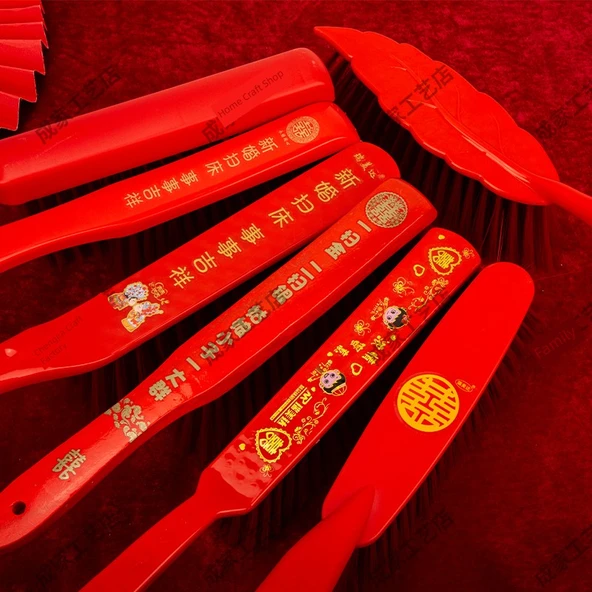 Ahşap Baskılı Düğün Yatağı Fırçası - Altın [Bir Altın Dokunuşu] - Püskülsüz - Resim 3