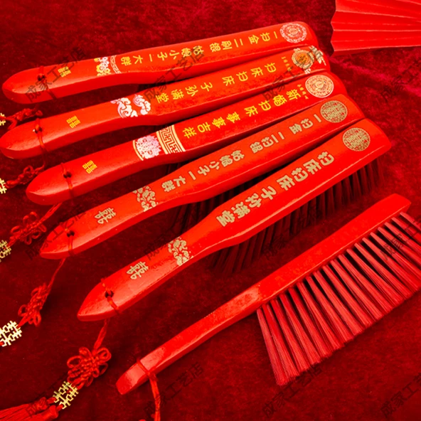 Ahşap Baskılı Düğün Yatağı Fırçası - Altın [Bir Altın Dokunuşu] - Püskülsüz - Resim 2