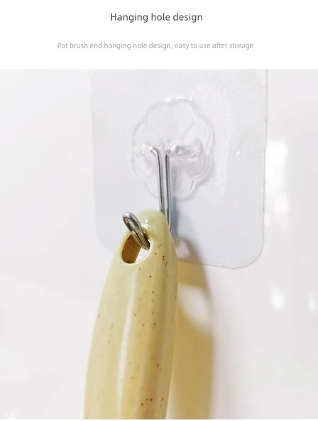 Yapışmaz Uzun Saplı Mutfak Temizleme Fırçası - 2 Adet Tencere Fırçası (Sıcak) - Resim 9