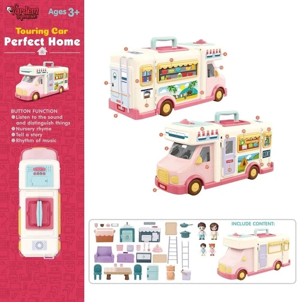 Nessiworld G0021 Sesli Aksesuarlı Açılıp Katlanabilir Karavan -Vardem Oyuncak - Resim 2