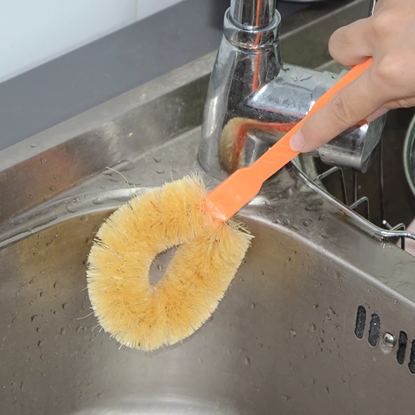 Yapışmaz Uzun Saplı Mutfak Temizleme Fırçası - 2 Adet Tencere Fırçası (Sıcak) - Resim 4