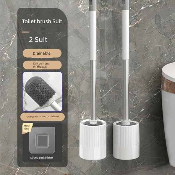 Duvara Monte Banyo Tuvalet Fırçası Seti - İki Banyo Aile Seti (Alüminyum Alaşımlı)