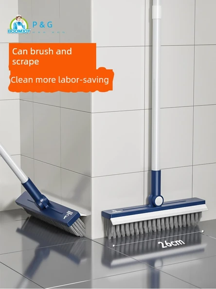 Yer ve Tuvalet Temizleme Fırçası - V Şekilli Aralık Fırçası + Silecek + Paspas Aparatı - Resim 2