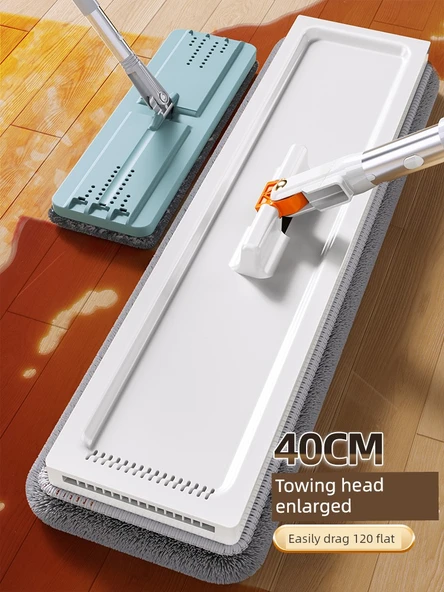 40cm Düz Paspas - 2 Bez, Yükseltilmiş Kova, Takviyeli Çubuk, 60 Temizlik Mendili - Resim 5