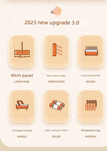 40cm Düz Paspas - 2 Bez, Yükseltilmiş Kova, Takviyeli Çubuk, 60 Temizlik Mendili - Resim 8