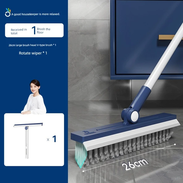 Yer ve Tuvalet Temizleme Fırçası - 26cm Fırça Başlığı + Silecek