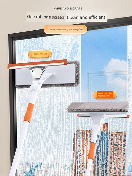 Yüksek Kat Pencere Temizleyici - Teleskopik Uzatma Çubuklu - 6 Bezli - Resim 2