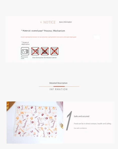 Yağ Geçirmeyen Tek Kullanımlık Fırın Kağıdı - Ekmek Desenli 50 Adet + 5 Karışık Desen (50 Adet) - Resim 9