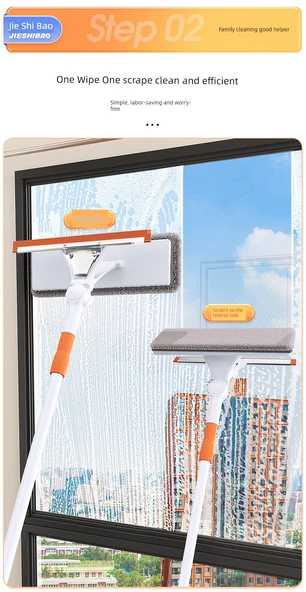 Yüksek Kat Pencere Temizleyici - Teleskopik Uzatma Çubuklu - 6 Bezli - Resim 9