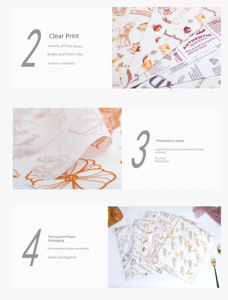 Yağ Geçirmeyen Tek Kullanımlık Fırın Kağıdı - Ekmek Desenli 50 Adet + 5 Karışık Desen (50 Adet) - Resim 10