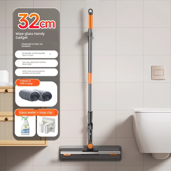 Cam Temizleyici - [32-7.5cm] - 2 Bezli / Temizleyici Sprey / Duvar Klipsi