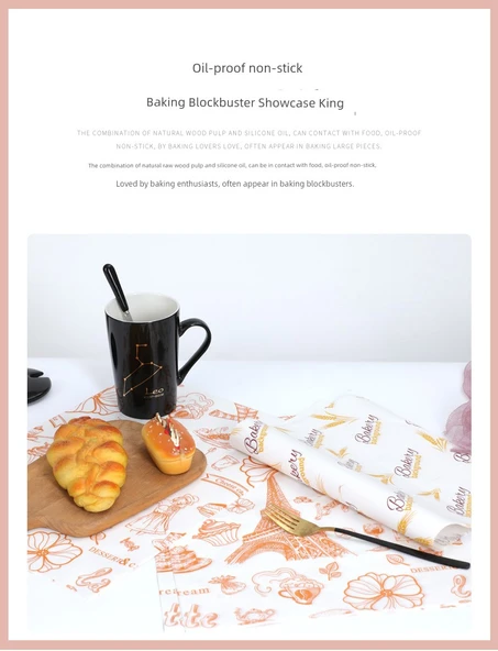 Yağ Geçirmeyen Tek Kullanımlık Fırın Kağıdı - Ekmek Desenli 50 Adet + 5 Karışık Desen (50 Adet) - Resim 7