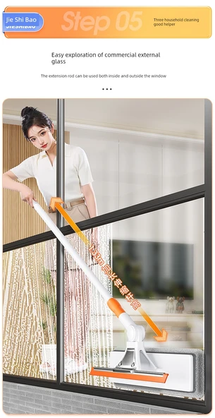 Yüksek Kat Pencere Temizleyici - Teleskopik Uzatma Çubuklu - 6 Bezli - Resim 12