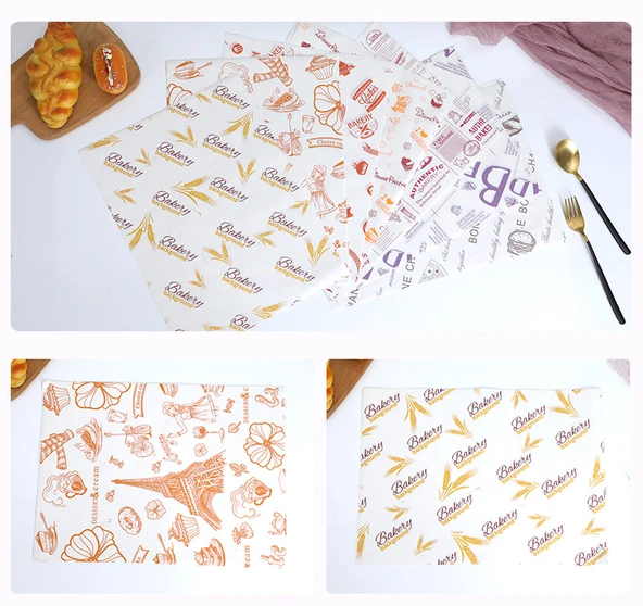 Yağ Geçirmeyen Tek Kullanımlık Fırın Kağıdı - Ekmek Desenli 50 Adet + 5 Karışık Desen (50 Adet) - Resim 12