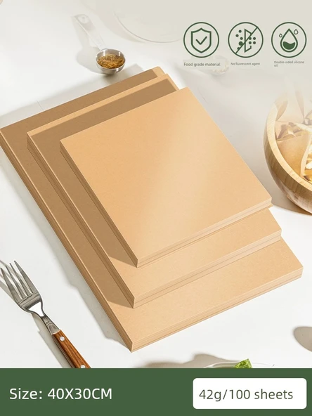 Yağ Emici Fırın Kağıdı - Kraft Rengi 40x30cm 100 Adet Kalınlaştırılmış