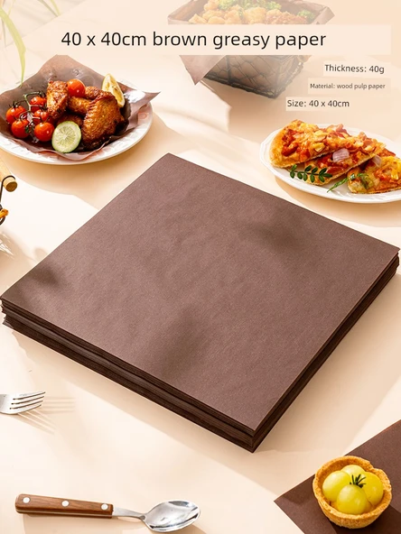 Yağ Emici Fırın Kağıdı - Kahverengi 40x40cm 50 Adet Kalınlaştırılmış