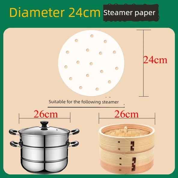 Yağlı Kağıt - 24cm - 100 Adet (26cm Buharlı Pişirici için)