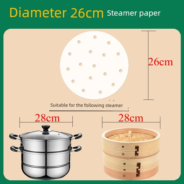 Yağlı Kağıt - 26cm - 100 Adet (28cm Buharlı Pişirici için)