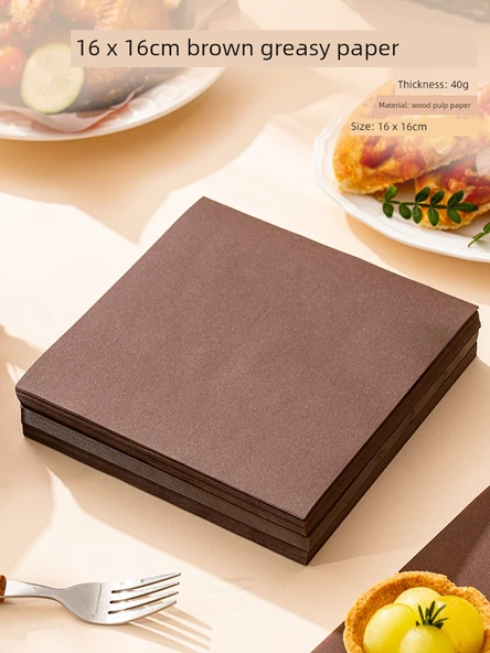 Yağ Emici Fırın Kağıdı - Kahverengi 16x16cm 500 Adet Kalınlaştırılmış