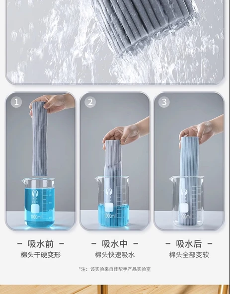 28cm Kalınlaştırılmış Nemlendirici Pamuk Başlıklı Sünger Paspas - Silah Grisi - 4 Başlıklı - Resim 12