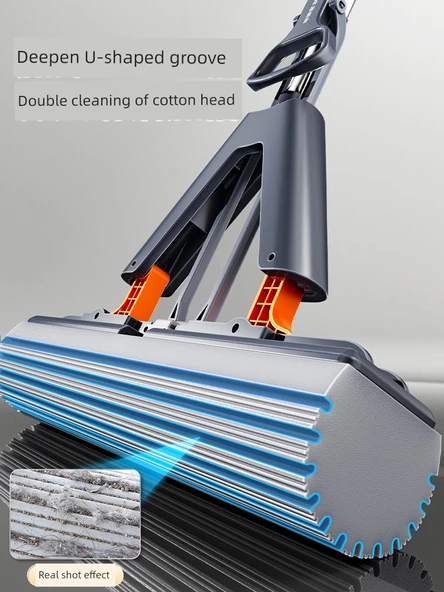 28cm Kalınlaştırılmış Nemlendirici Pamuk Başlıklı Sünger Paspas - Silah Grisi - 4 Başlıklı - Resim 5