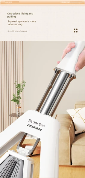 28cm Çift Kanatlı Sıkma Paspas Seti - 1 Adet Hızlı Yumuşayan Pamuk Başlık + 1 Metre 3 Kademeli Sap - Resim 7