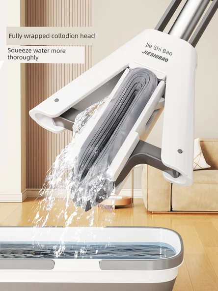 28cm Çift Kanatlı Sıkma Paspas Seti - 1 Adet Hızlı Yumuşayan Pamuk Başlık + 1 Metre 3 Kademeli Sap - Resim 3