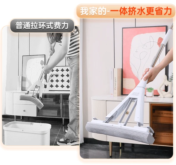 28cm Çift Kanatlı Sıkma Paspas Seti - 1 Adet Hızlı Yumuşayan Pamuk Başlık + 1 Metre 3 Kademeli Sap - Resim 9