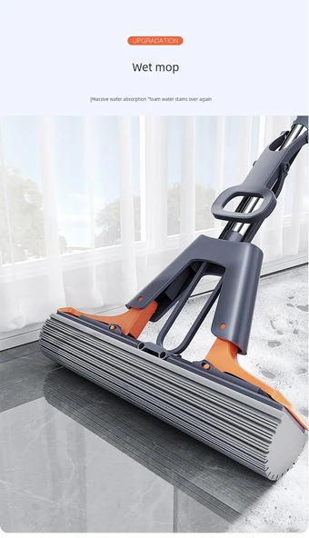 38cm Sünger Paspas + 2 Nem Tutucu Başlık - Güçlendirilmiş Paslanmaz Çelik Saplı - Resim 12