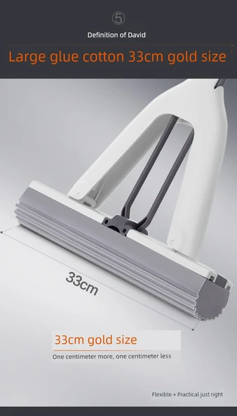 33cm Katlanabilir Sünger Paspas - Beyaz - 4 Yedek Başlıklı - 11