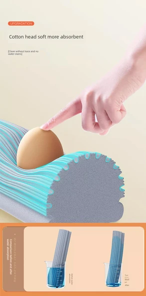 38cm Sünger Paspas + 2 Nem Tutucu Başlık - Güçlendirilmiş Paslanmaz Çelik Saplı - Resim 9