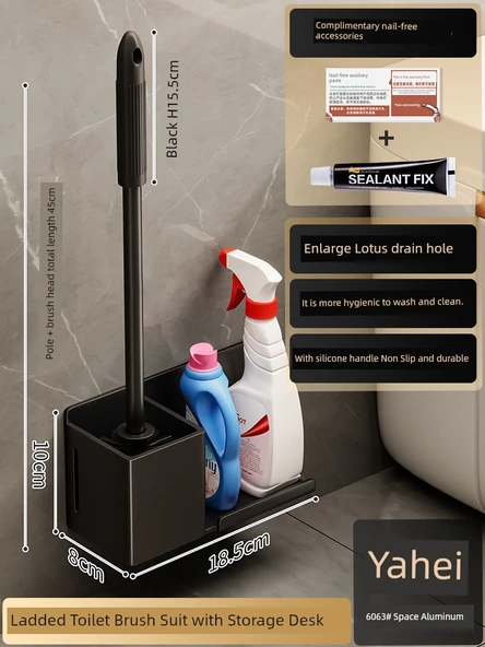 Deliksiz Klozet Fırçası Seti - Şık Siyah Uzatılmış Model 2